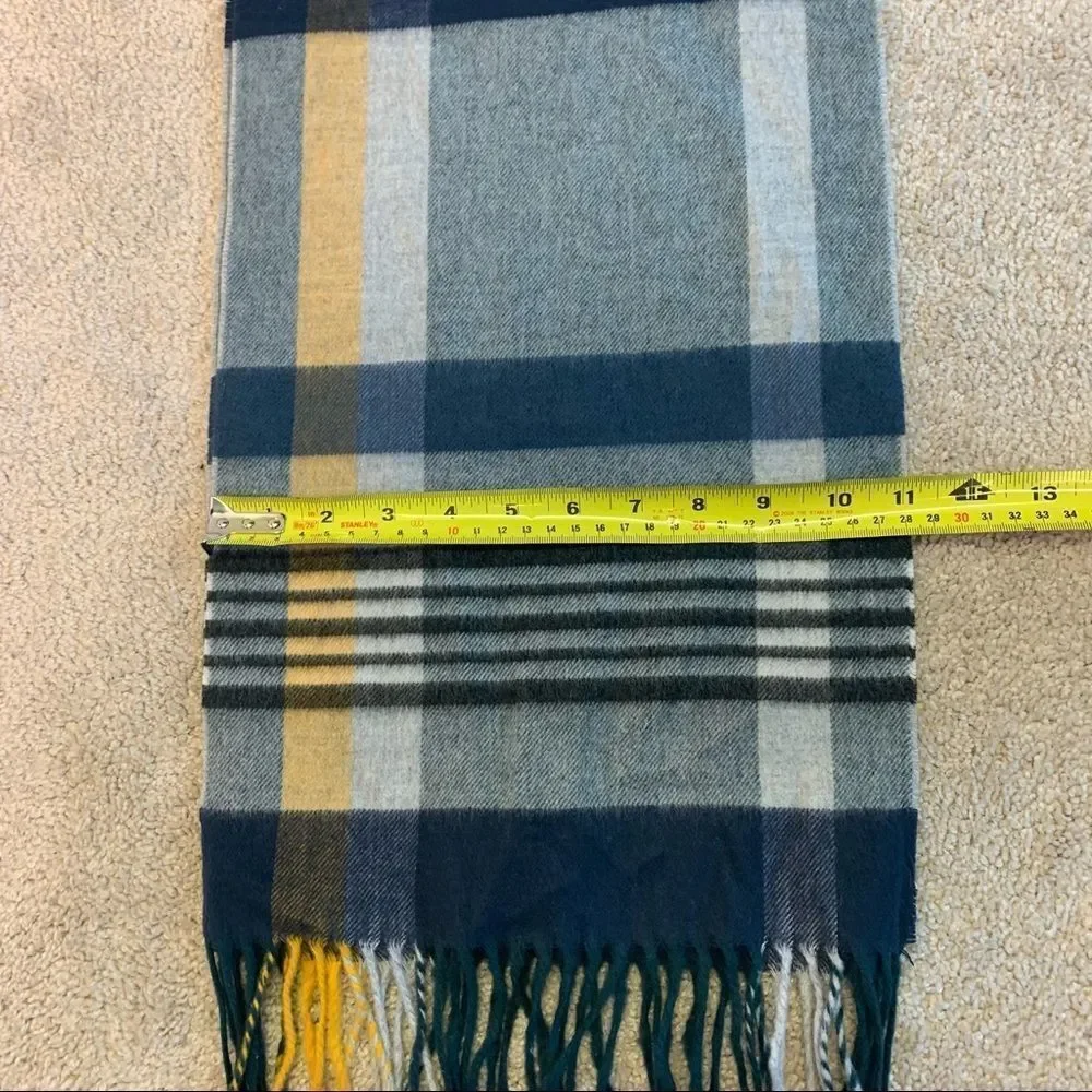 Etereo blue yellow plaid check warm fall winter soft scarf 💥